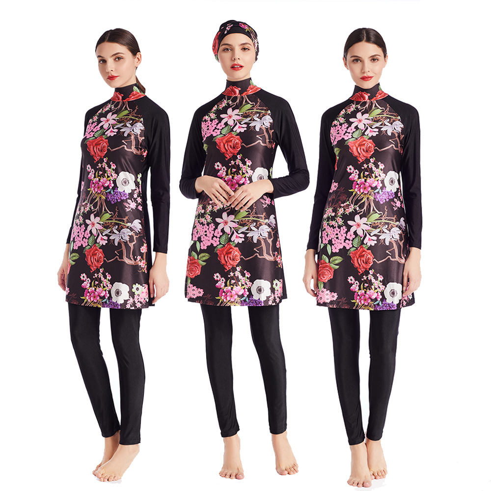 Printed Swimwear Conservative Tight Swimsuit Three-piece Suit Amazon Lazada Hot Sale EBay Middle East Europe And America