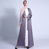 Ramadan Pure Color Wide Cuff Satin Cardigan Lace-up Tassel Diamond Pocket Dubai Middle Eastern Robe Female Cross-border