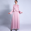 Winter Matte A-line Dress with Double Flared Sleeves Solid Color Long Skirt Muslim Women's Clothing Abaya