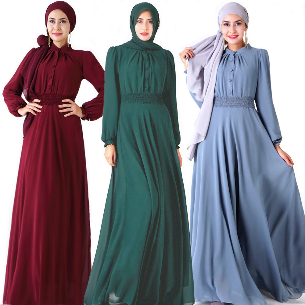 Muslim Women Dubai Maxi Dresses Modest Cardigan Long Sleeve Islamic Dubai Asia Women's Abaya