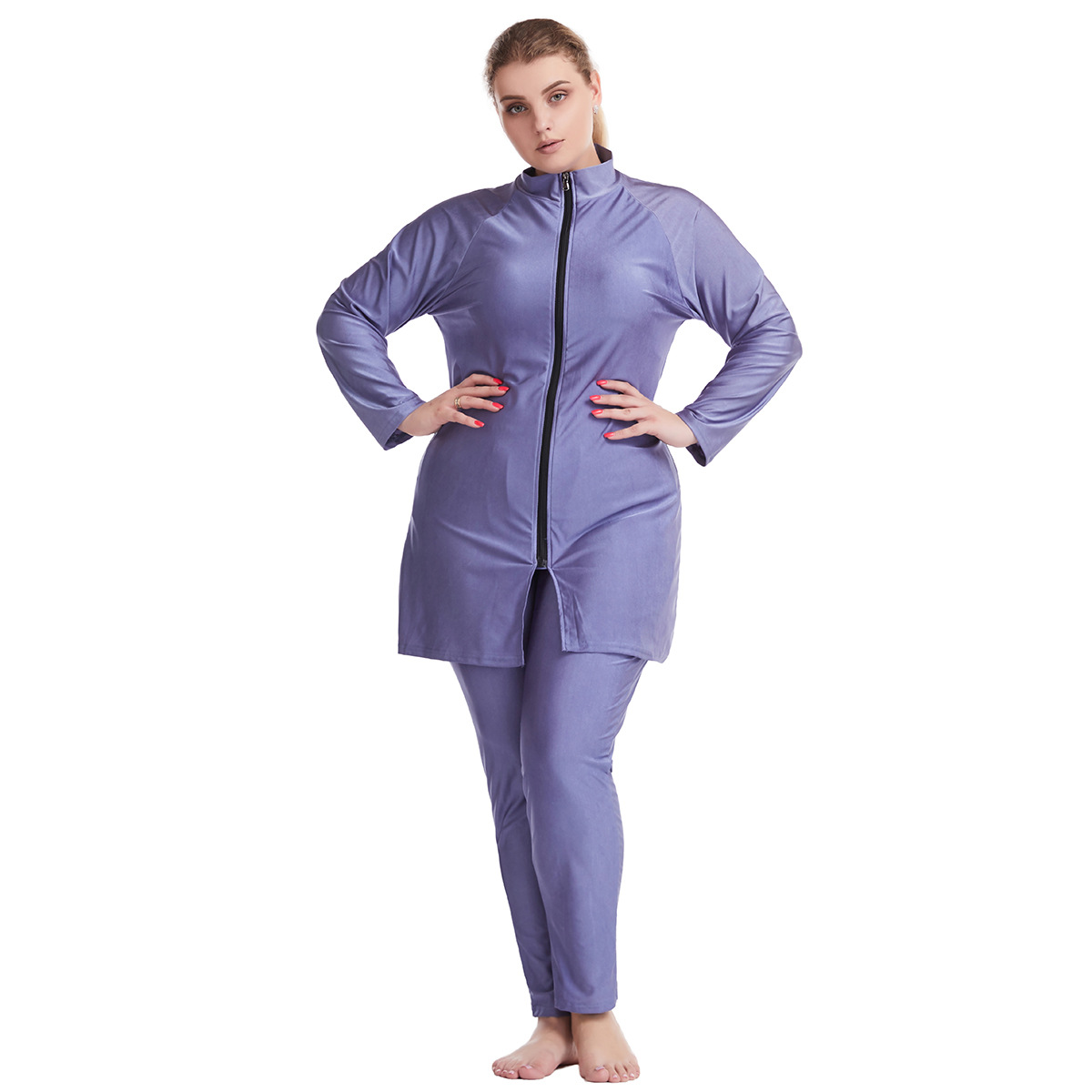  Plus Size Swimming Cap Pants Muslim Sportswear Islamic Clothing Women Swimwear Fabric Sportswear Fashion 3 Pieces Full Cover 2021 Modest Swimwear Swimsuit Burkini