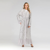 Middle Eastern Fashion New Style Women's Lace Cardigan Robe Leaf Embroidered Muslim Sequined 