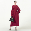 European And American Trend Round Neck Loose Tie Multi-layer Pile Long Sleeve Long Dress Muslim Women