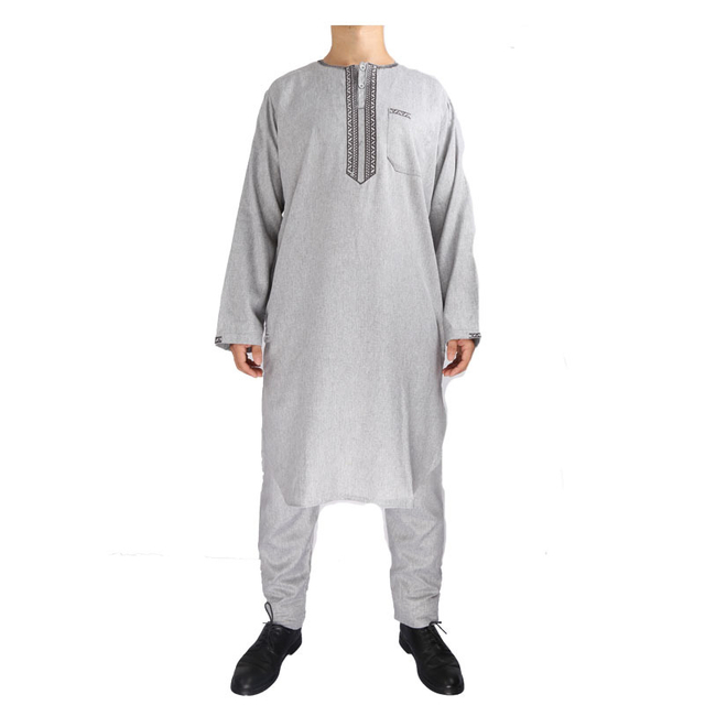 Moroccan Men's Robe Wholesale Pakistan Arabic Stand Collar Muslim Islamic Thobe