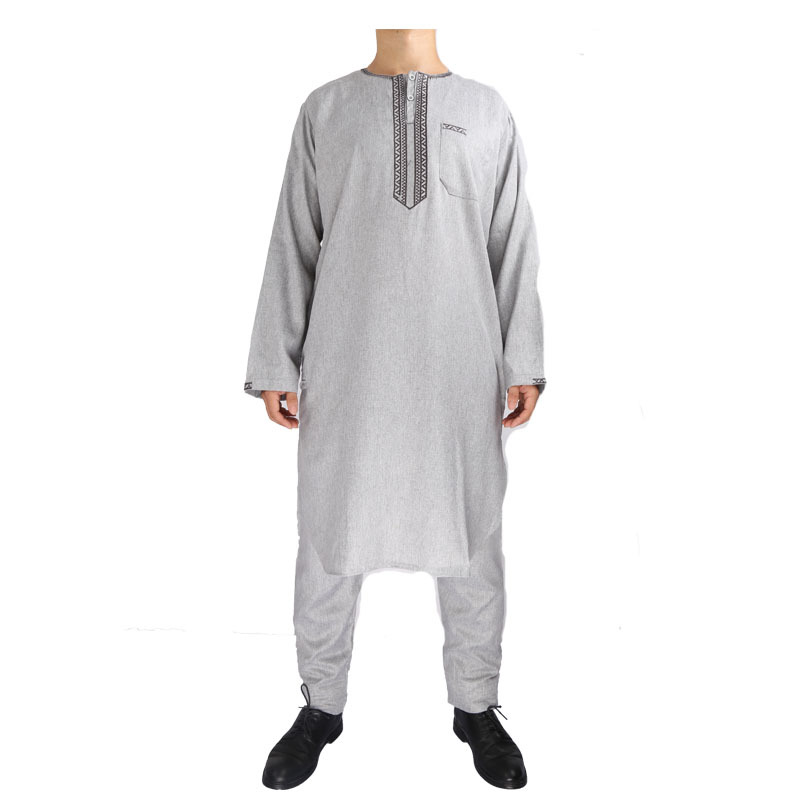 Moroccan Men's Robe Wholesale Pakistan Arabic Stand Collar Muslim Islamic Thobe