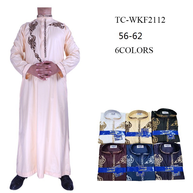 Nigeria Middle East Stand Collar Wholesale Islamic Arabic Men's Robe Muslim Thobe
