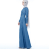 European And American Denim Robe Muslim Women's Lace Up Slim Long-sleeved Dress Abaya Dress