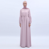 Spot Solid Color Lantern Sleeve Elastic Cuff Dress Arab Dress Student Abaya Dress