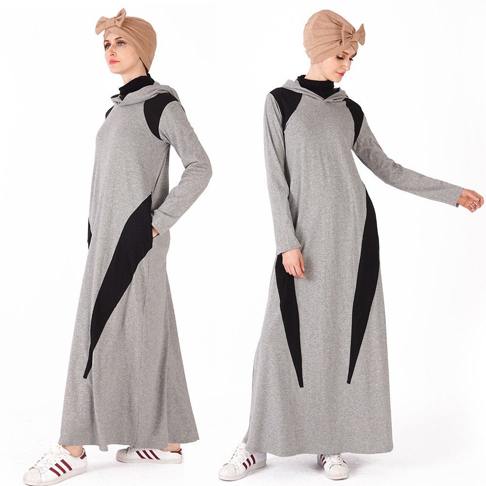 Modest Fashion Sportswear Robe Long Sleeve Islamic Loose Islamic Muslim Maxi Dresses Abaya