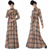 Plaid Long Sleeve Modest Fashion Islamic Loose Islamic Muslim Maxi Dresses Abaya