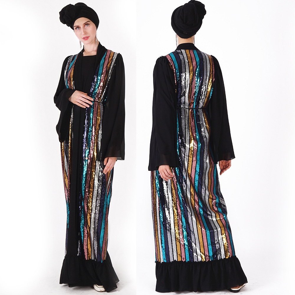 Chiffon Loose Sequins Islamic Robe Arabic Plus Size Modest Fashion Muslim Maxi Dresses Abaya