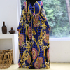 2022 AliExpress Amazon Women's Fashion Print V-neck Slim Long Sleeve Muslim Dress