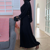 Cross-border Source of Fashion Muslim Cardigan Robe Women's Mesh Fabric Stitching Hot Drilling 