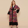 Foreign Trade Hot Sale New Fashion Robe Printing Retro Hit Color Cardigan Muslim Abaya Cardigan