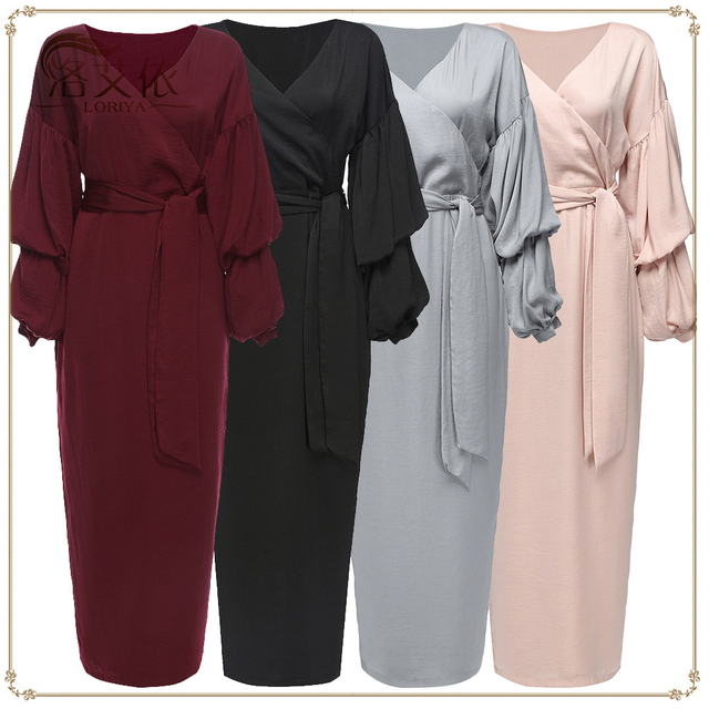 Girls New Modest Fashion Fancy Kimono Muslim Dubai Maxi Dresses Elegant Arabic Islamic Abaya